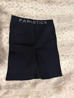 Fabletics Black High-Rise Bike Shorts with Logo Waistband
